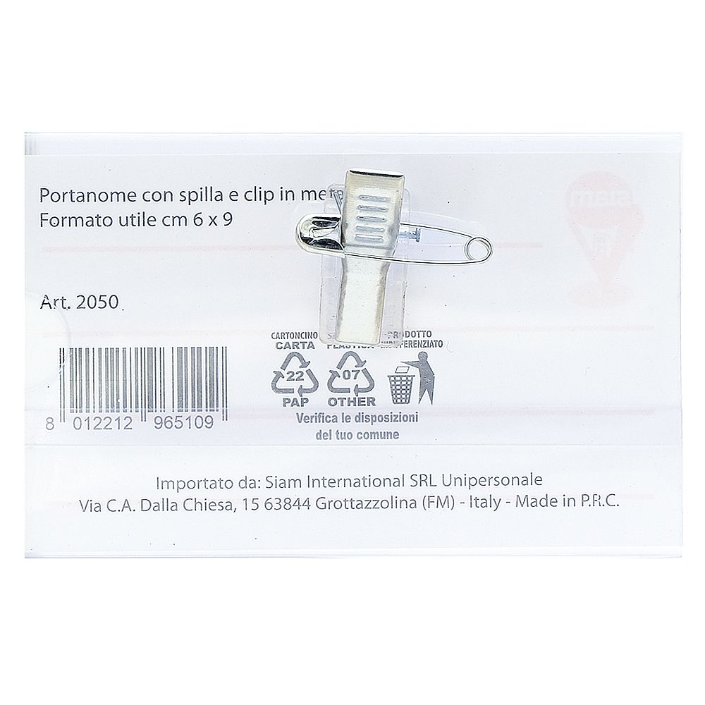 CF 50 PZ PORTANOME CON SPILLA E CLIP