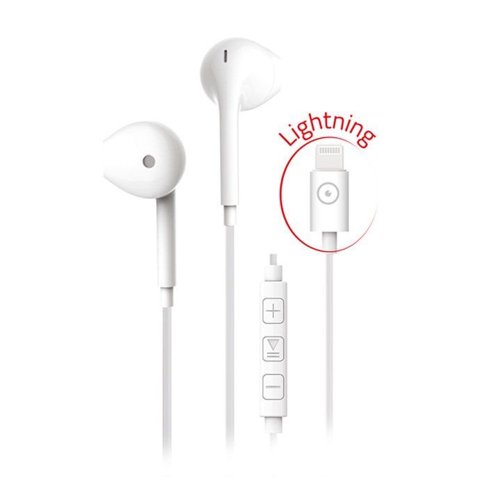 AURICOLARI STEREO CON MICROFONO - LIGHTNING - BIANCO