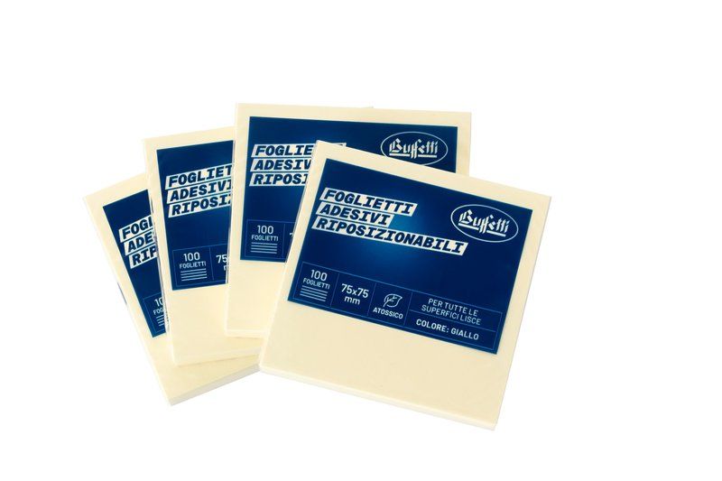 CF.12 FOGLIETTI ADESIVI RIPOSIZIONABILI 75X75 MM GIALLO