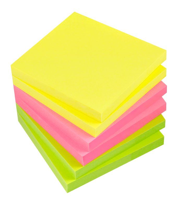 CF. 12 FOGLIETTI ADESIVI RIPOSIZIONABILI 75X75 MM NEON