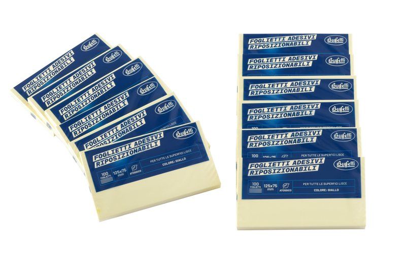 CF.12 FOGLIETTI ADESIVI RIPOSIZIONABILI 75X125 MM GIALLO