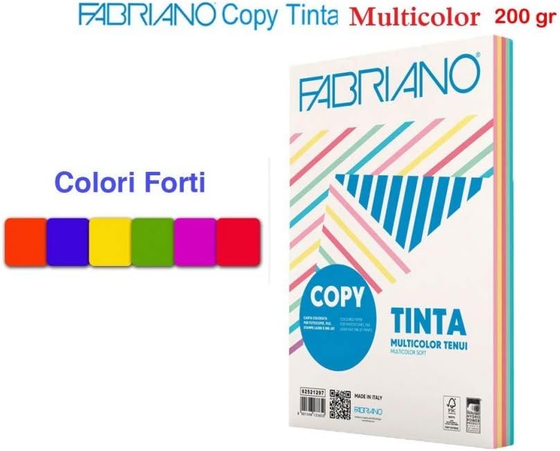 fabriano Risma Carta 100 fg g.200 a4 Colori Forti