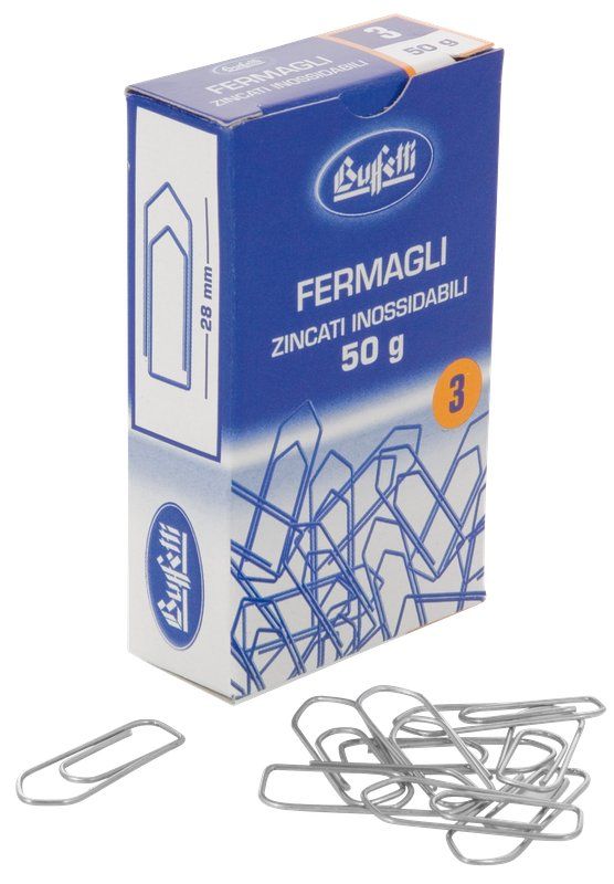 CF 10 PZ Fermagli zincati - acciaio - N. 3 - 28 mm