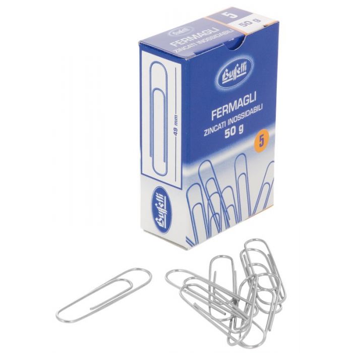 cf da 10 sc. FERMAGLI ZINCATI ACCIAIO N 5 49 MM CONF 50 Gr