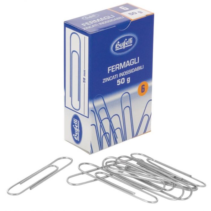 Fermagli zincati in acciaio - N. 6 - 58 mm - conf. 50 g