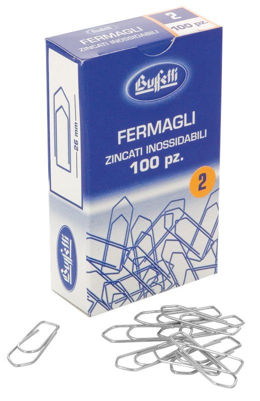 FERMAGLI ZINCATI - ACCIAIO - N. 2 - 26 MM - CONF. 100 PEZZI