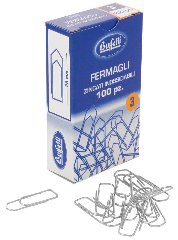 Fermagli zincati - acciaio N.3 - 28 mm - conf. 100 pezzi