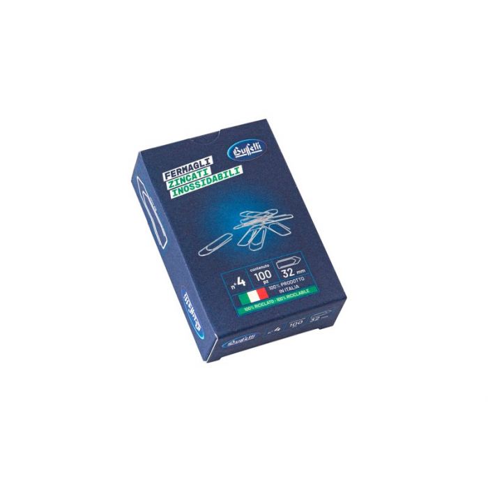 CONF. 10 SCATOLE DA 100 PEZZI FERMAGLI ZINCATI N.4- 32mm