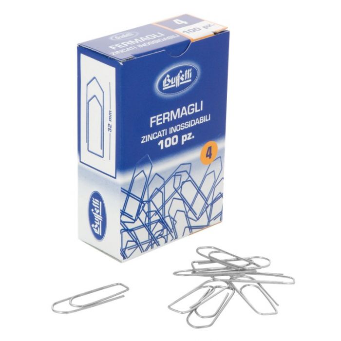 CONF. 10 SCATOLE DA 100 PEZZI FERMAGLI ZINCATI N.4- 32mm