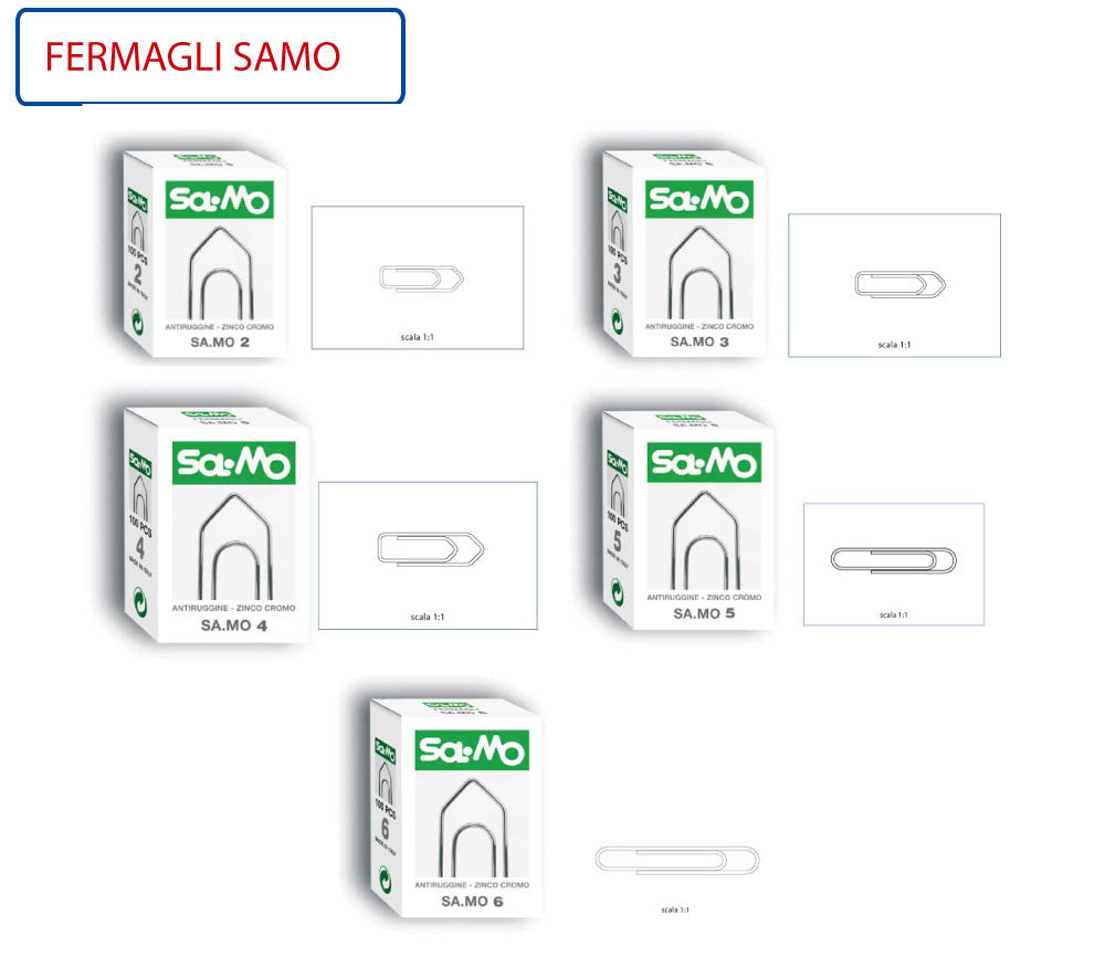 Sa-Mo Fermagli in Filo Zincato Nr. 2 - 10 scat. da 100 pezzi