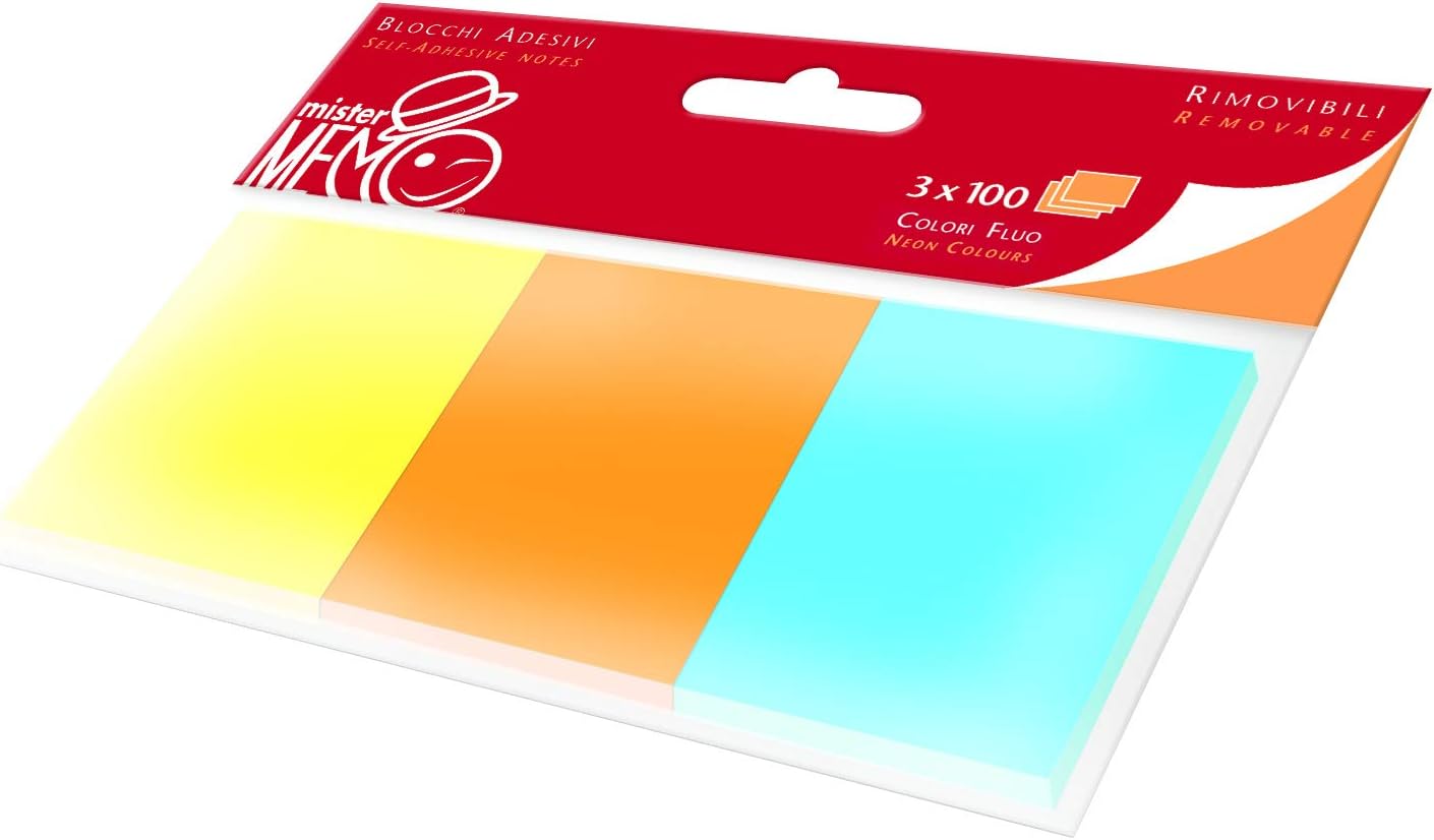 Mister Memo Colori Fluo Assortiti - 3 8 x 5 cm