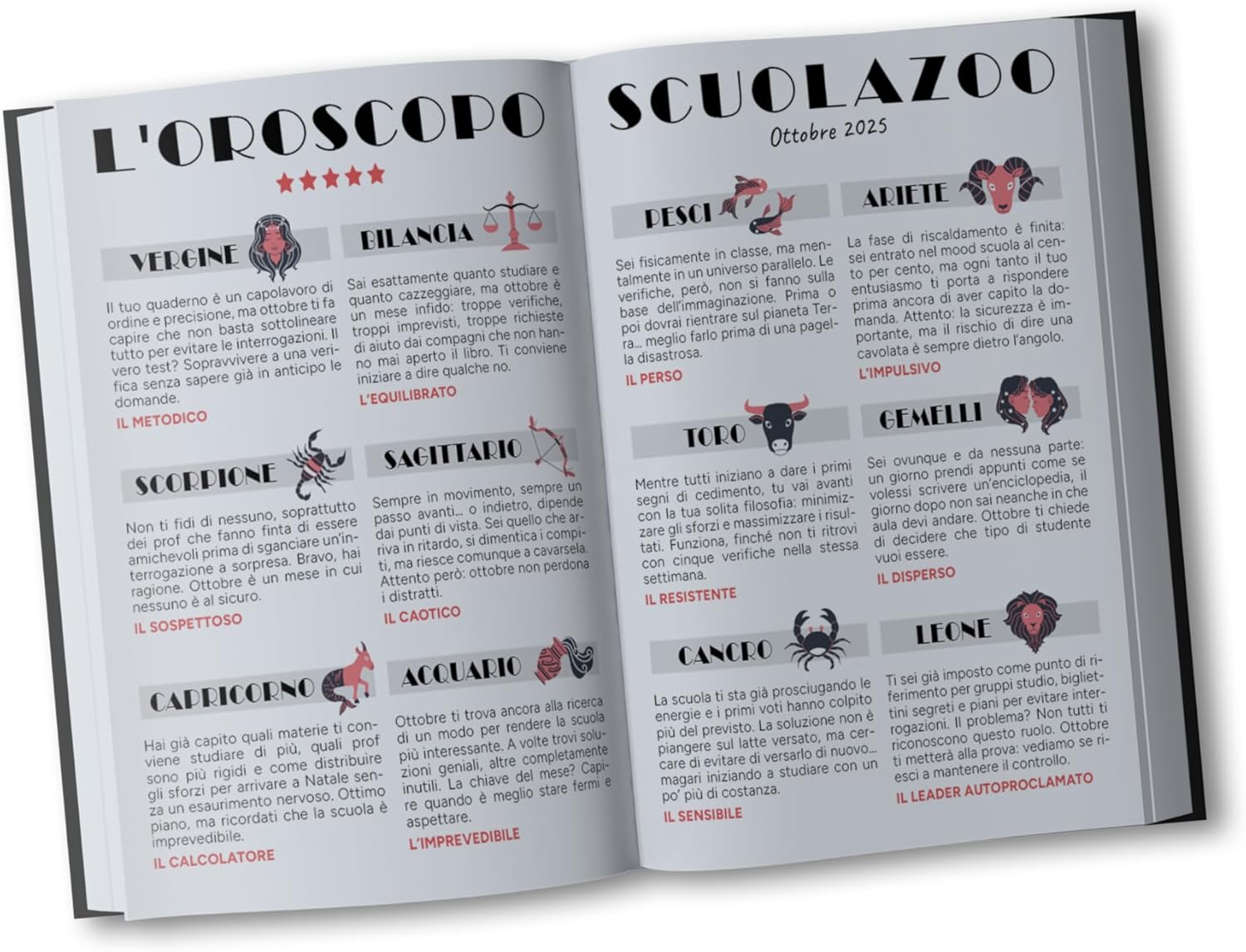 ScuolaZoo - Diario Scuola 2025/2026 16 Mesi Nero e Zampa Leo