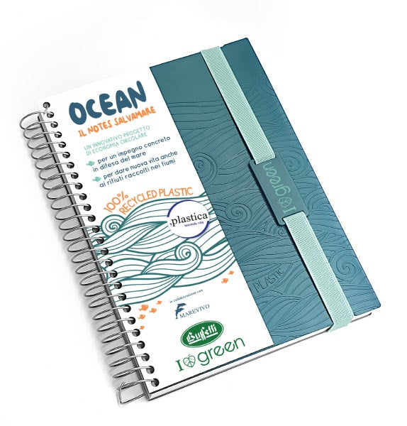 BLOCCO NOTES CON SPIRALE ED ELASTICO OCEAN 15X21 CM - VERDE