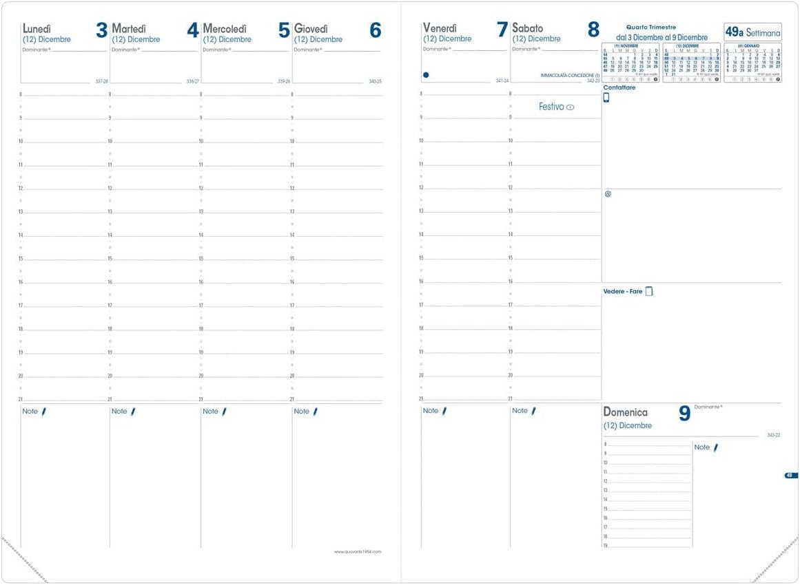 Quo Vadis - Trinote Agenda Settimanale 2026 18x24 cm