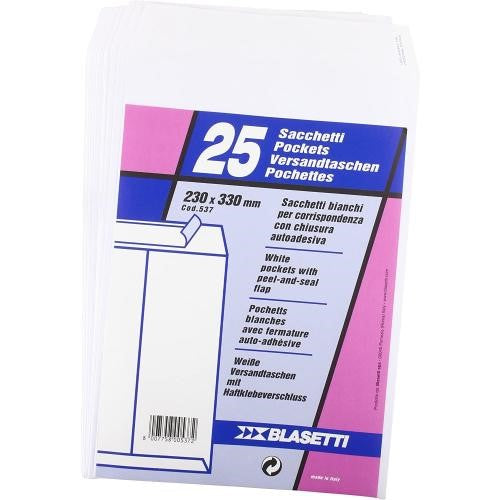 CF 25 PEZZI PACK BUSTA A SACCO BIANCHA 230 X 330
