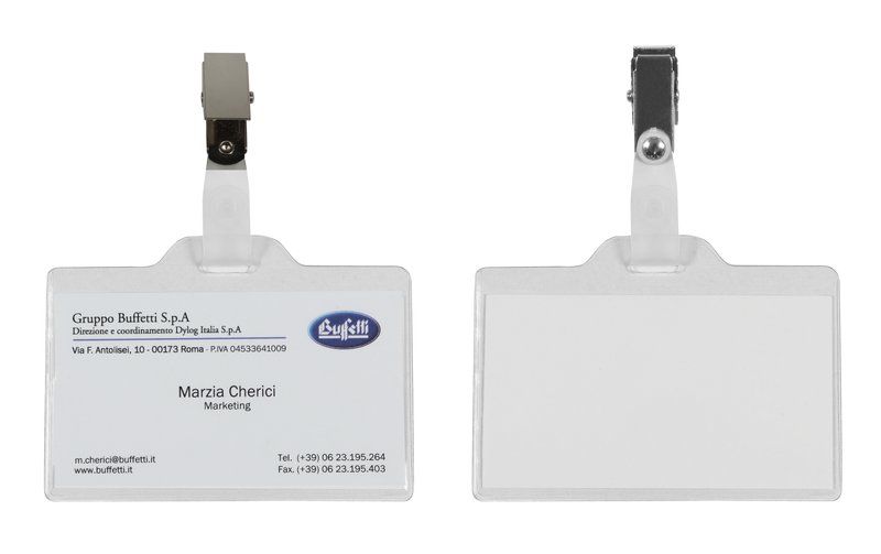 Portabadge con clip in metallo 5.5x9 cm - Confezione 50 PZ