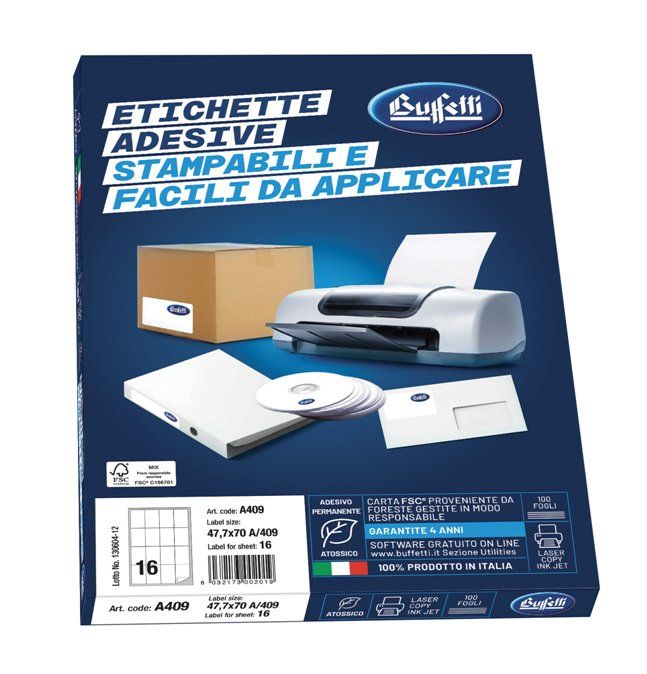 CF 100 FOGLI ETICHETTE MULTIFUNZIONE F.TO 105X148 5 MM