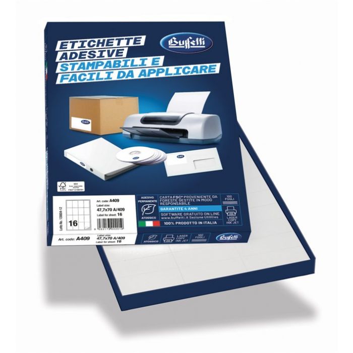 CF 100 FOGLI ETICHETTE MULTIFUNZIONE F.TO 70X36 MM