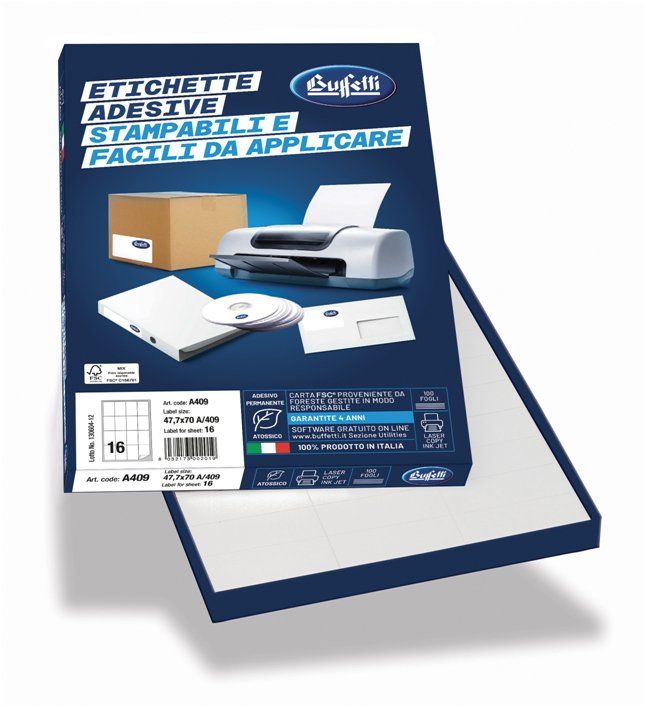CF 100 FOGLI ETICHETTE MULTIFUNZIONE F.TO 70X37 MM
