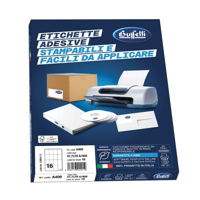 CF 100 FOGLI ETICHETTE MULTIFUNZIONE F.TO 70X48 MM