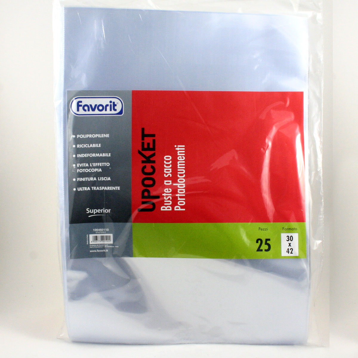 Favorit 100460110 - Buste Senza Foratura Upocket 25 Pezzi