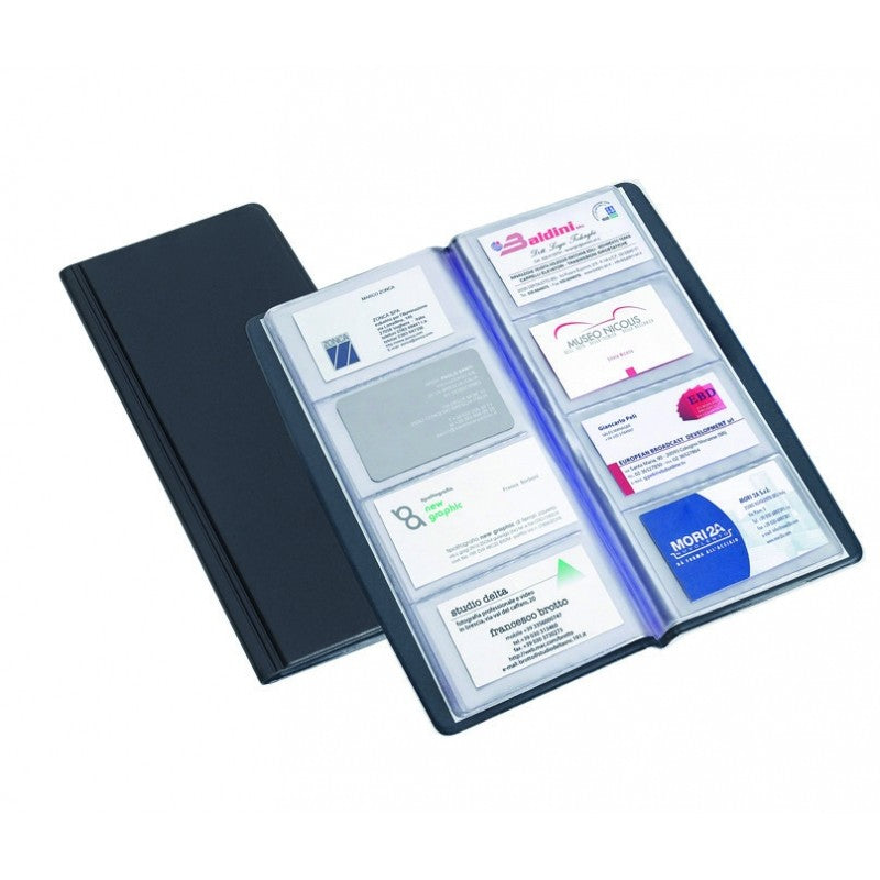 PORTA BIGLIETTI DA VISITA CON 20 BUSTE 4 TASCHE A4 NERO