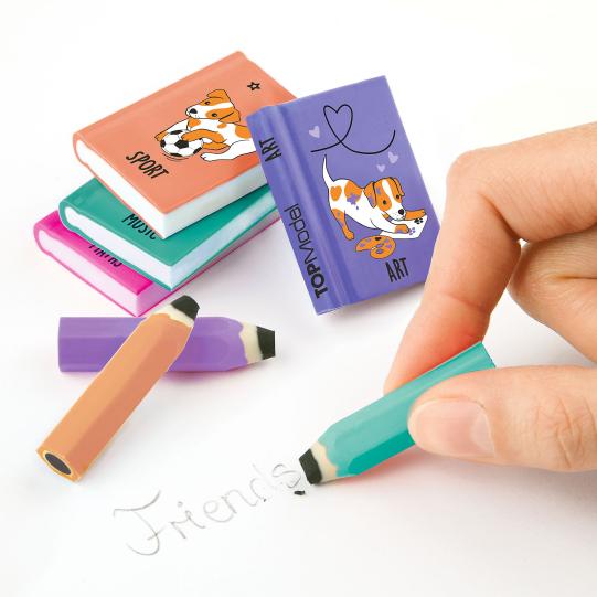 TOPModel Eraser Set Mini School Books & Pencils