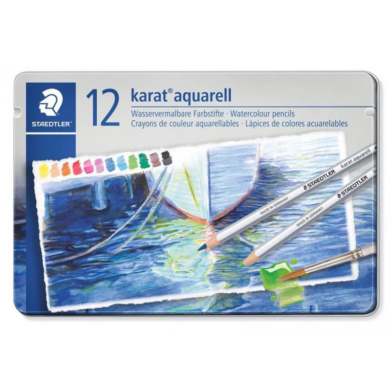 Astuccio in metallo con 12 matite acquerellabili esagonali