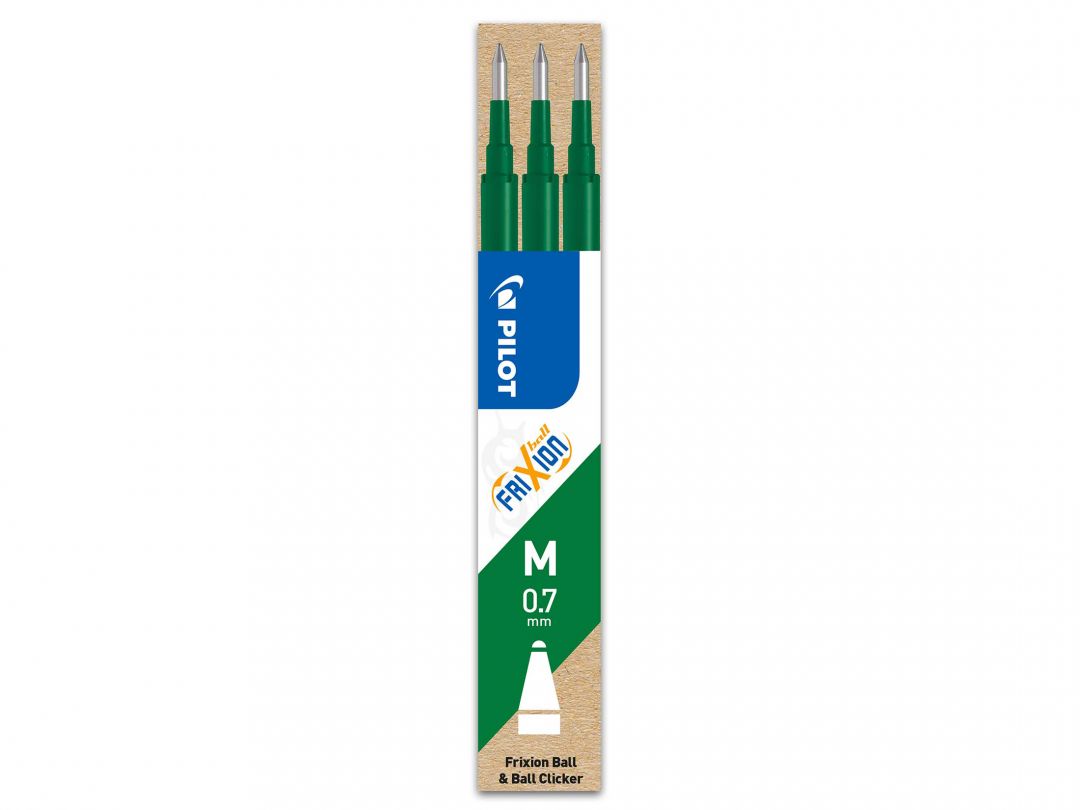 Set di 3 ricariche per penna FriXion Ball 0 7 Verde Punta Me
