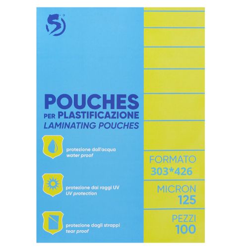 CF 100 PZ POUCHES PER PLASTIFICAZIONE 125 MICRON 303x426 MM