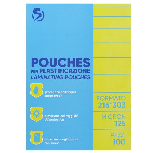 CF 100 PZ POUCHES PER PLASTIFICAZIONE 80 MICRON 216x303 MM