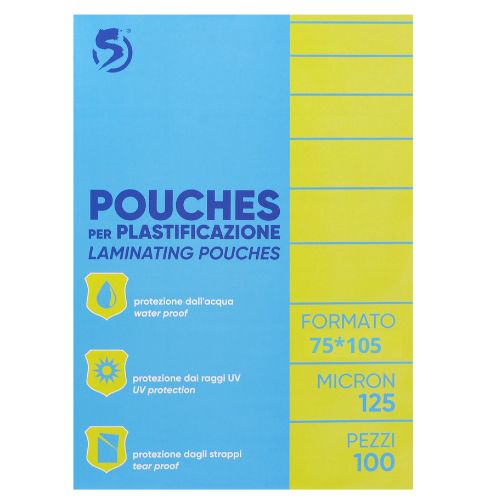 CF 100 PZ POUCHES PER PLASTIFICAZIONE 125 MICRON 75x105MM