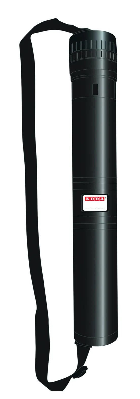 Arda - Tubo portadisegno estensibile nero/nero da 72 a 124cm