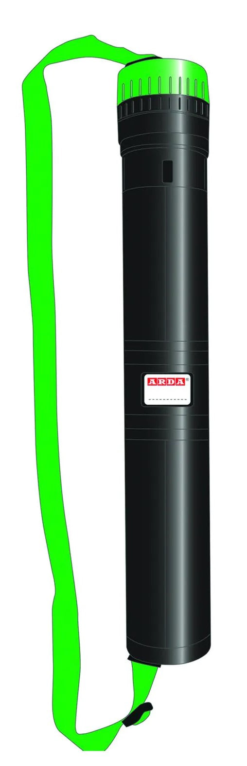 Arda - Tubo portadisegno estensibile nero/verde da72 a 124cm