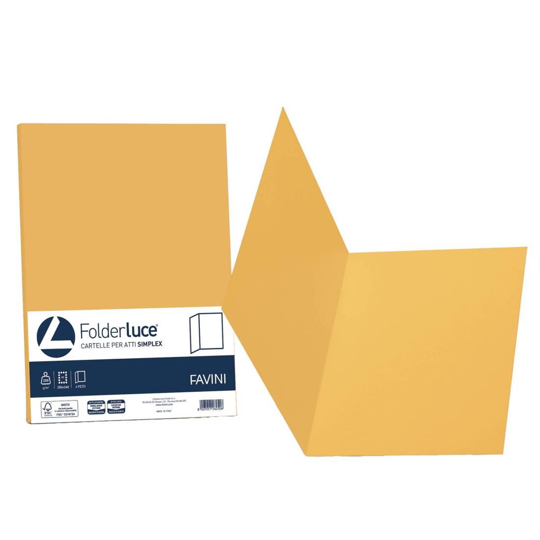 Cartelline semplici in cartoncino favini giallo oro conf 50