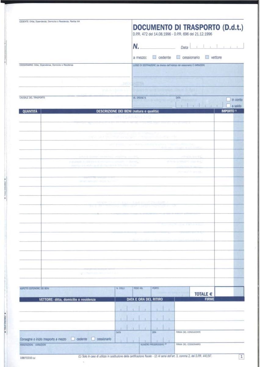 CF DA 5 PZ Blocco documenti di trasporto autocop. 148X215