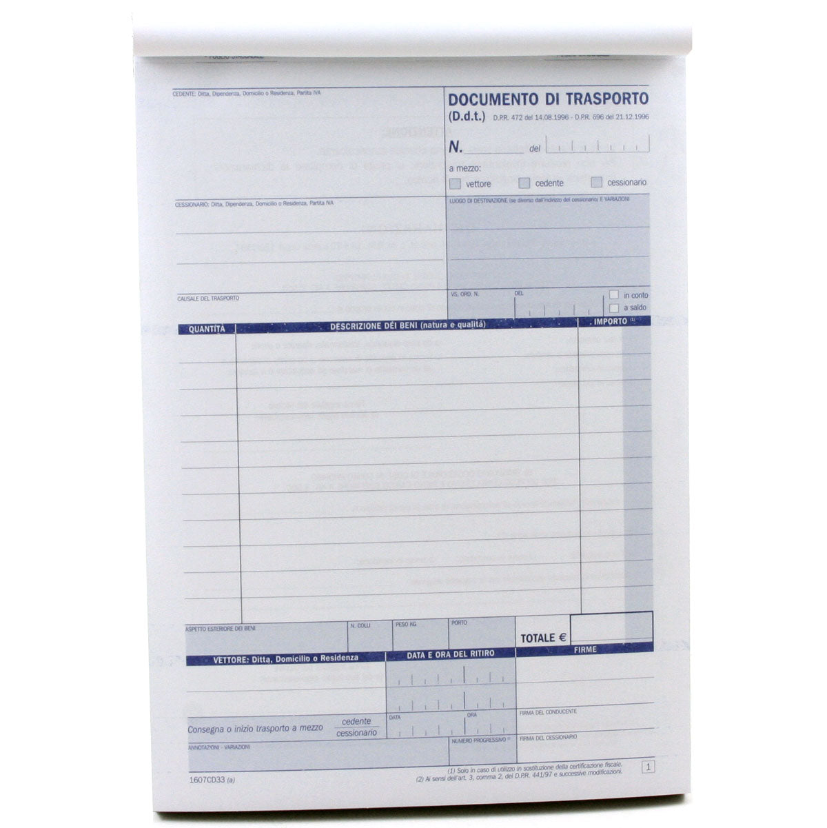 DOCUMENTO DI TRASPORTO 3 COPIE 1607CD330 DDT A5 cf 5 pz.