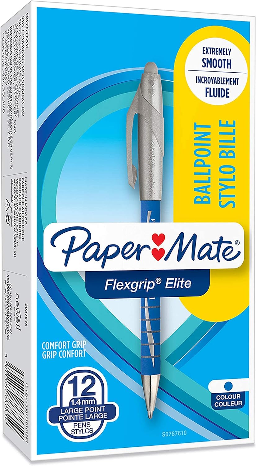 Penna sfera a scatto Flexgrip Elite con grip Blu