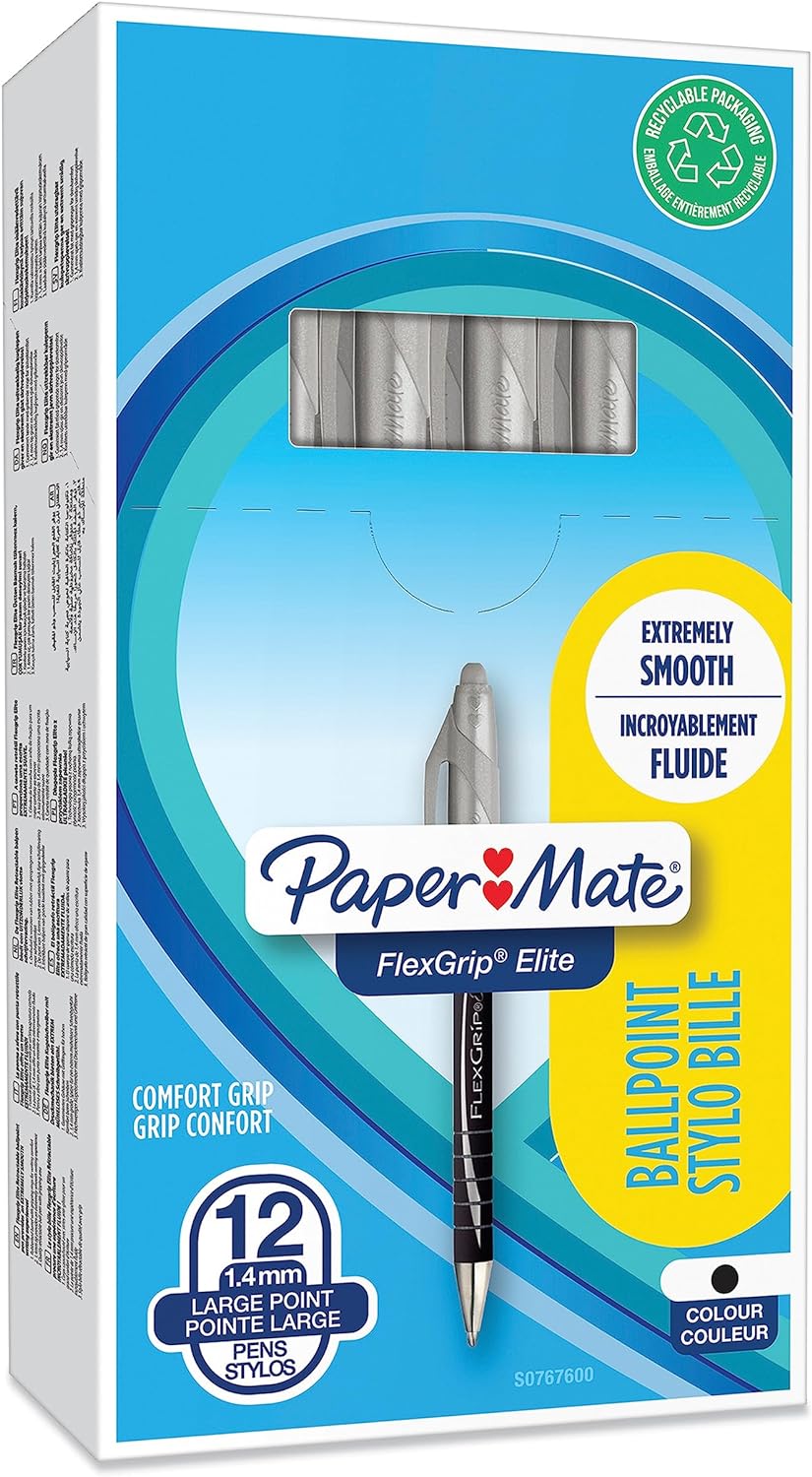 Penna sfera a scatto Flexgrip Elite con grip Nero