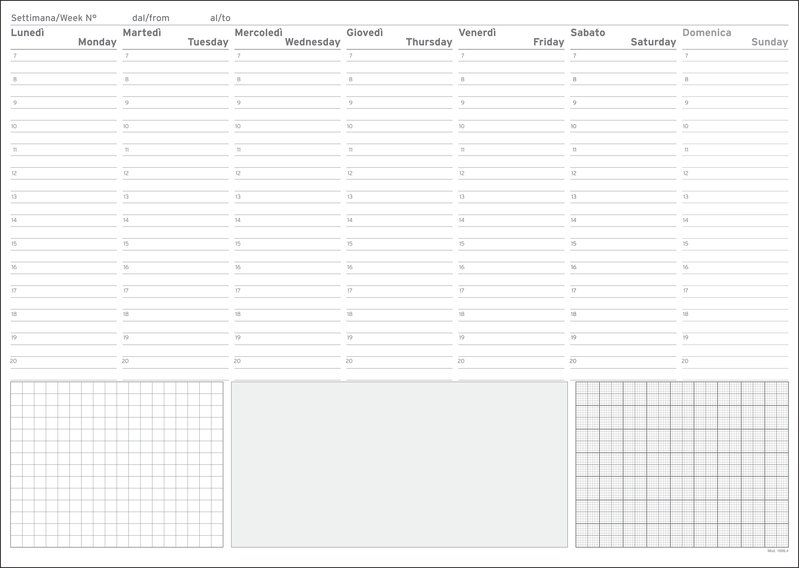 Blocco da tavolo settimanale - data libera - 35x24 cm