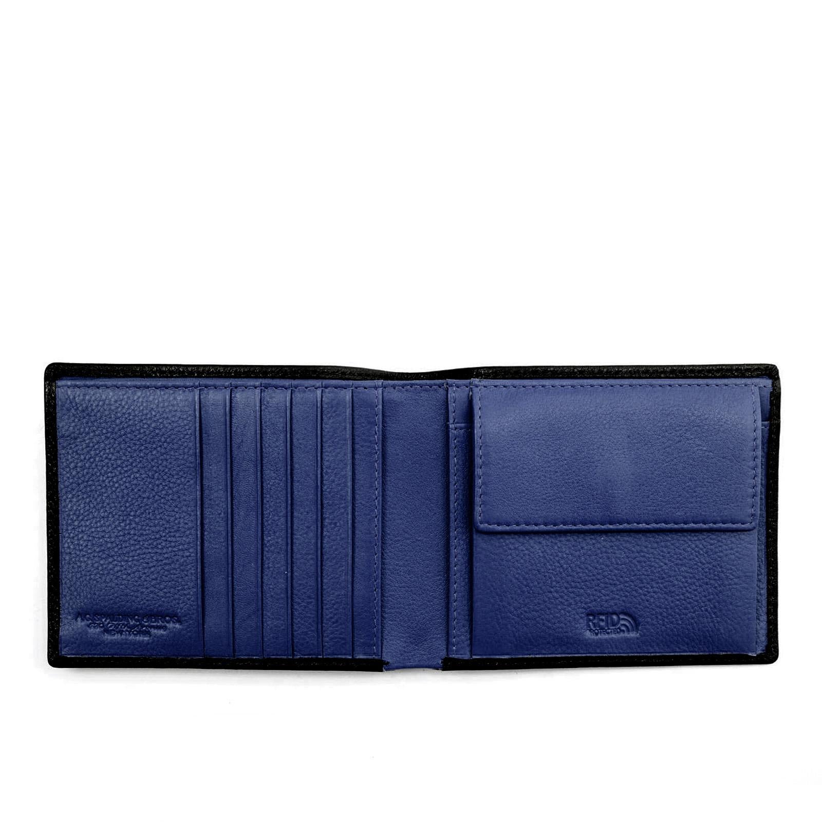 PORTAFOGLIO ORRIZONTALE CON 6CC+PORTAMONETE NERO/BLU