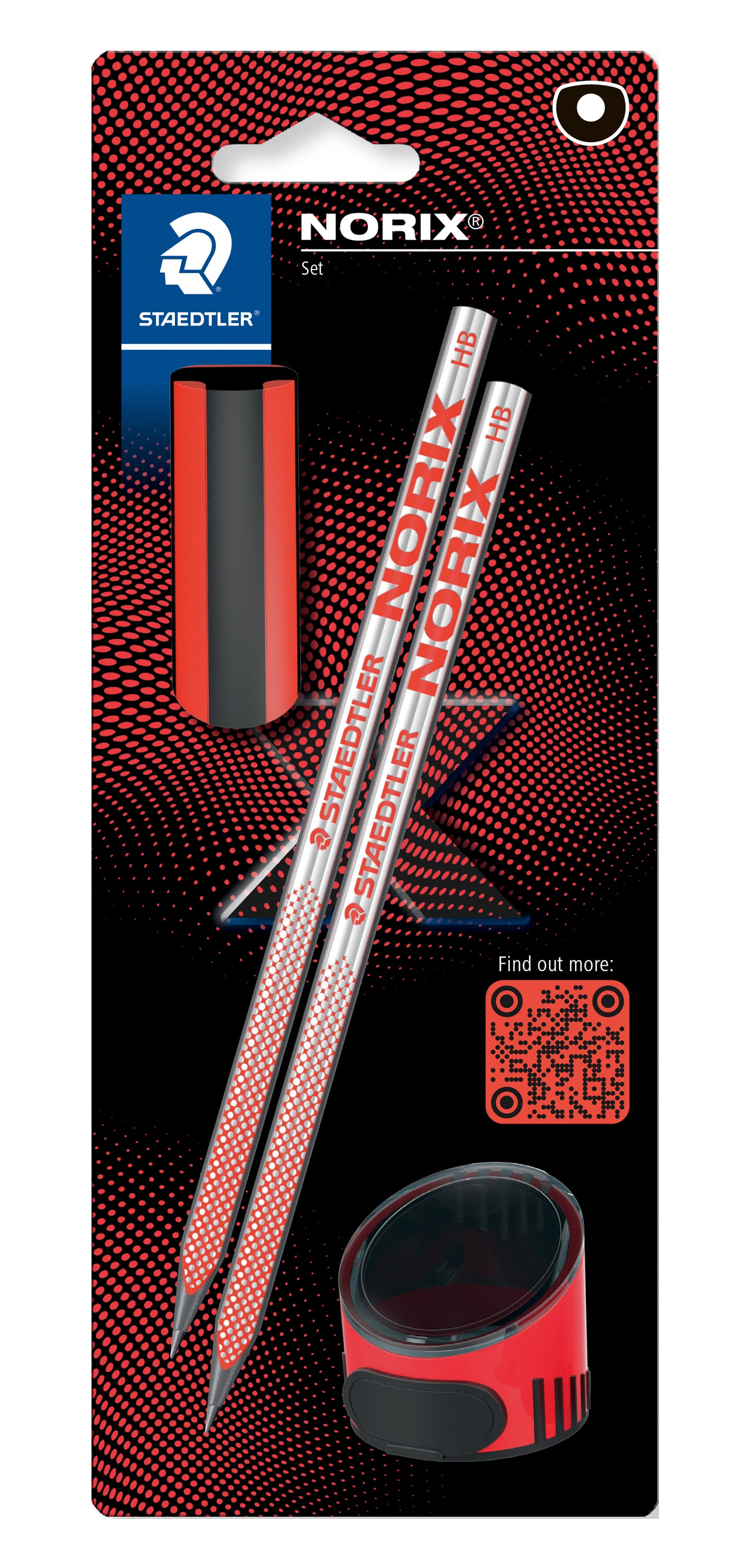 Staedtler Norix Matita HB con Gomma e Temperamatite (Rosso)