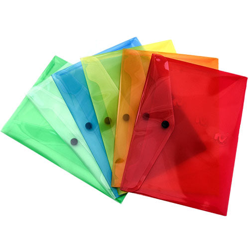 CF 12 PZ BUSTA CON BOTTONE SPIL TRASLUCIDA A4 BLU