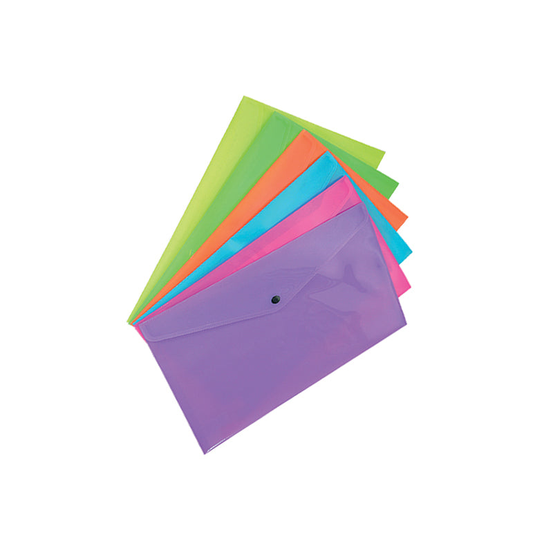 BUSTA CON BOTTONE SPIL FLUO 10 x 22 cm IN PPL