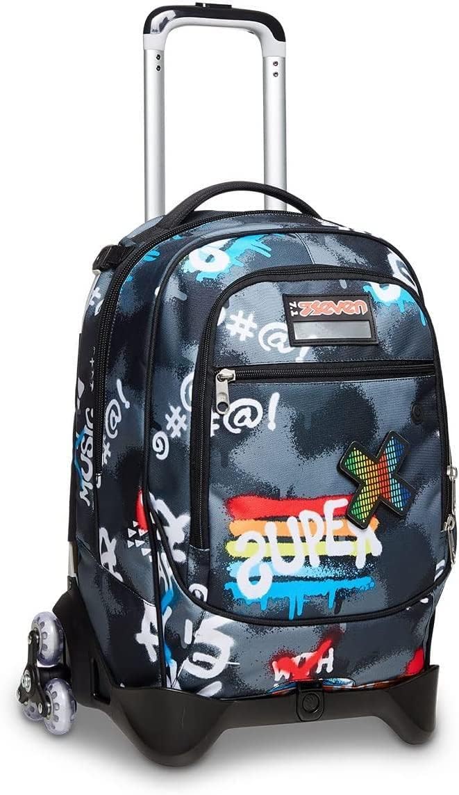 Trolley Scuola Seven Jack 3 Ruote con LED Rock on Boy