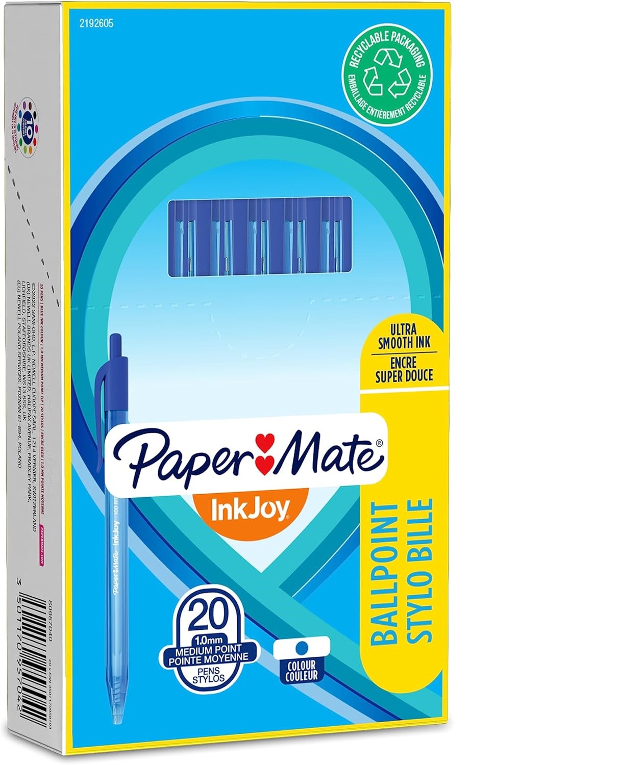 CF 20 PZ Paper Mate InkJoy 100 RT Punta Media 1 0mm Blu