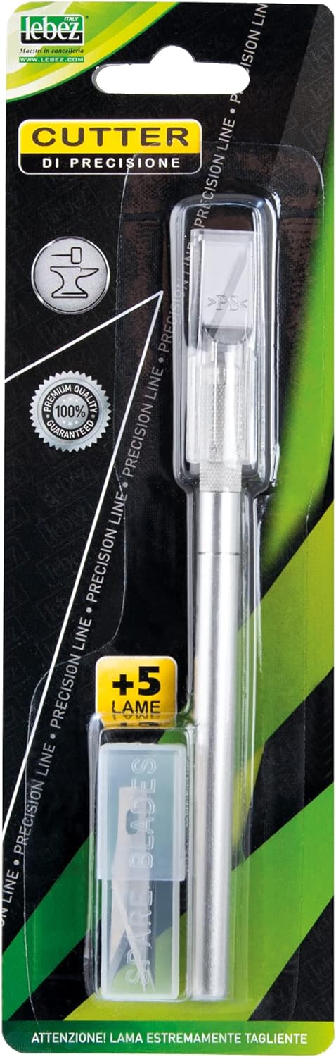 Cutter Knife in blister con tubetto lame di ricambio
