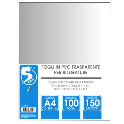 CF 100 FF COPERTINA PER RILEGARE IN PVC TRASPARENTE A4