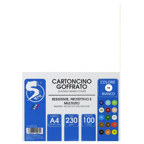 CF 100 FF CARTONCINO GOFFRATO SPIL BIANCO A4 230 gr
