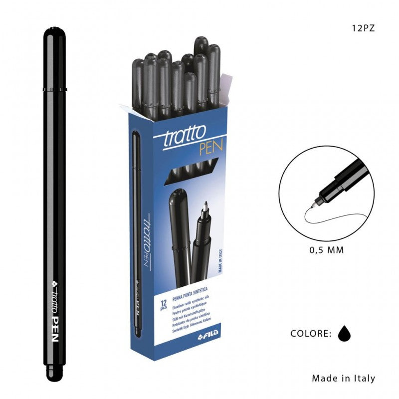 CF 12 PZ Penna a punta sintetica Tratto pen 2 mm Nero